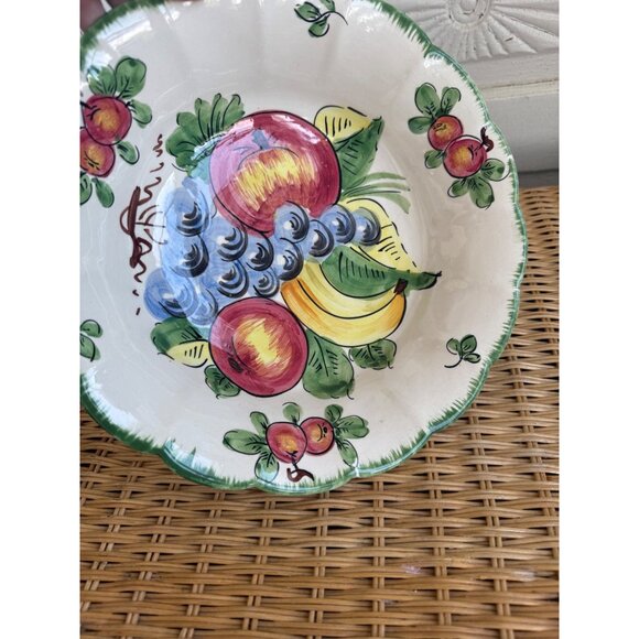 Vintage 60's Italian Art Pottery Hand Painted Fruit/Pasta Bowl 11" - Picture 6 of 10